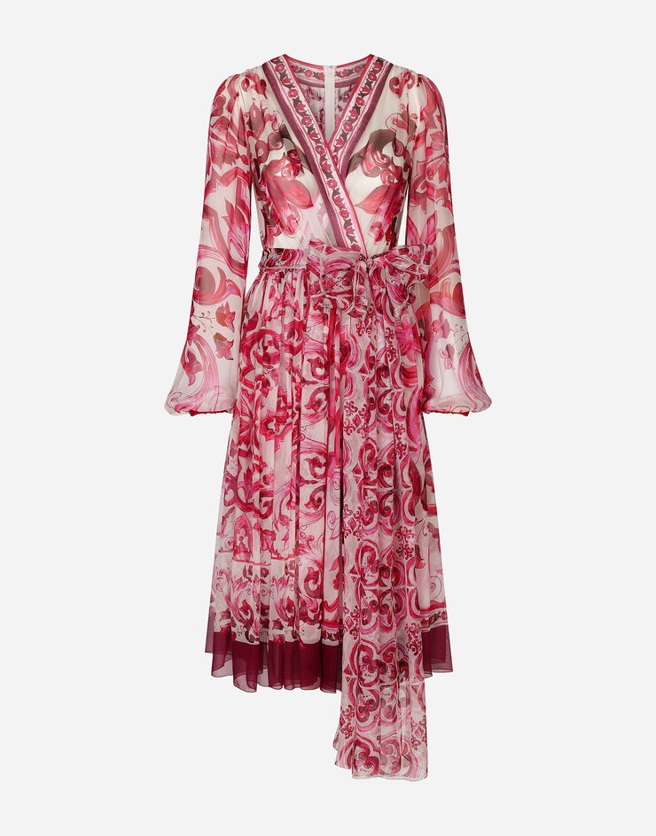 Dolce & Gabbana Majolica-print Charmeuse Midi Dress