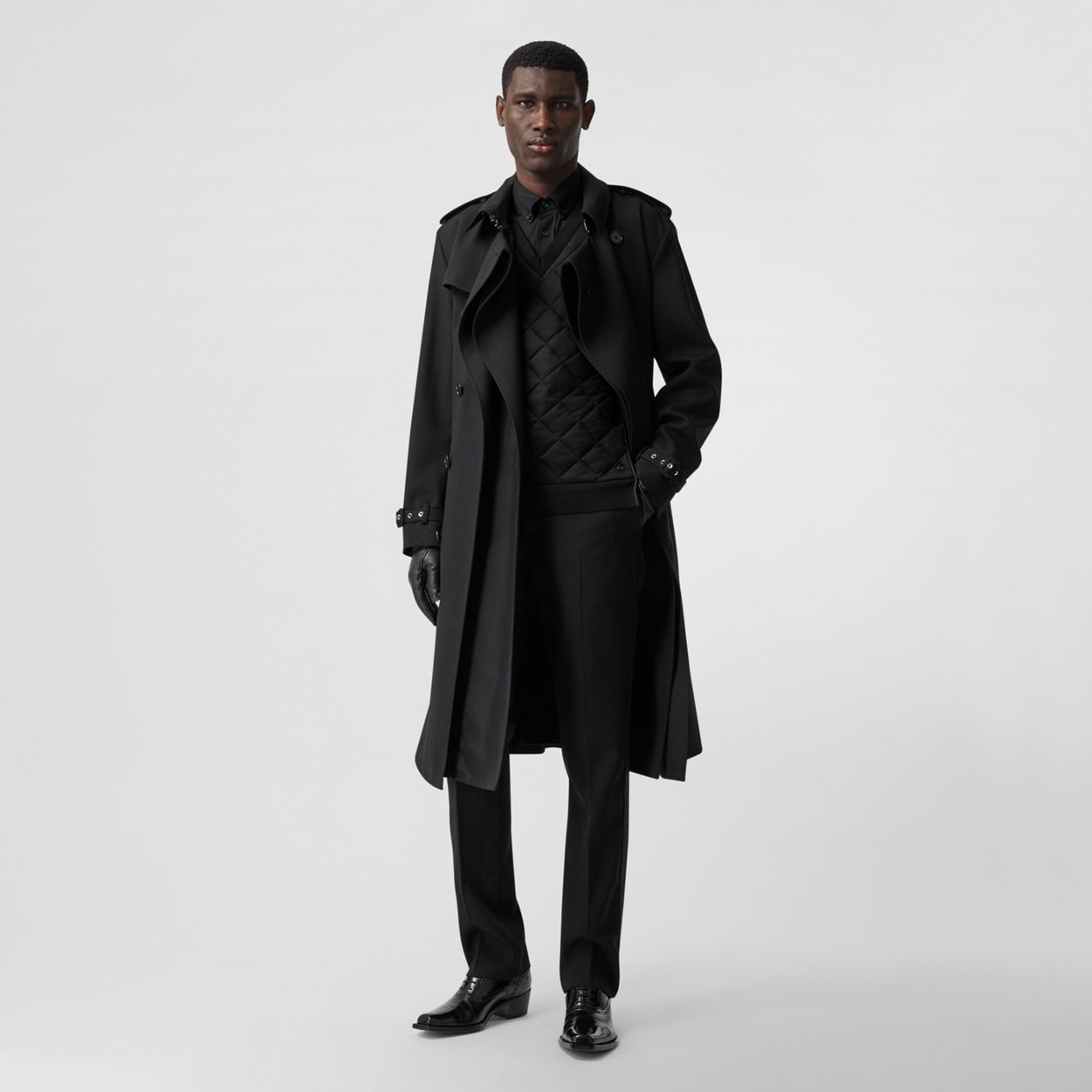 Wool Twill Loop-back Trench Coat - 2