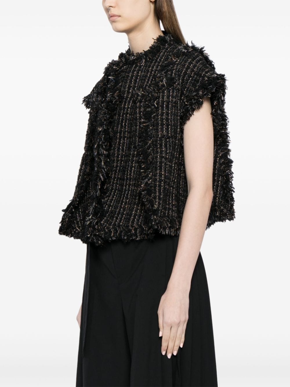 frayed tweed jacket - 3