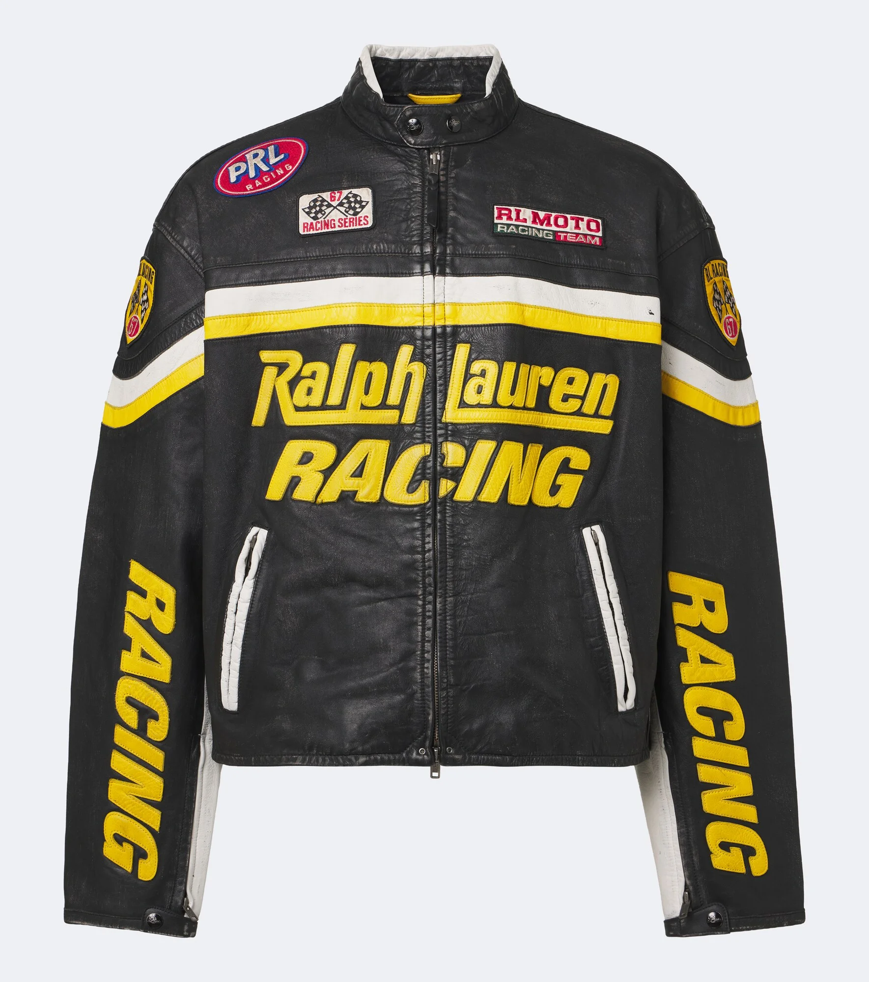 Patch-appliqué leather jacket - 1