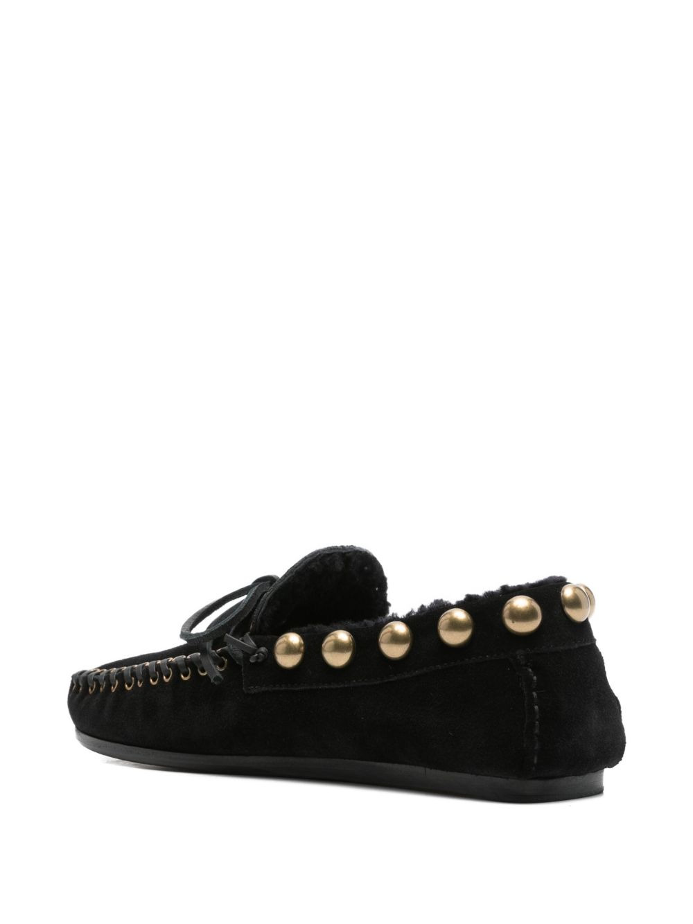 gold-stud embellished loafers - 3