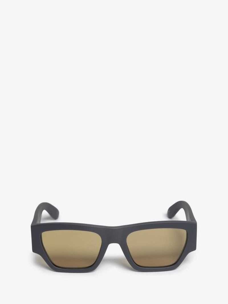 Men's McQueen Angled Rectangular Sunglasses in Grey/yellow 1