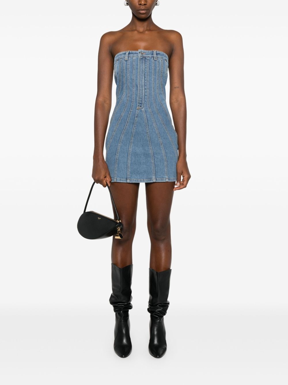 denim bustier mini dress - 2
