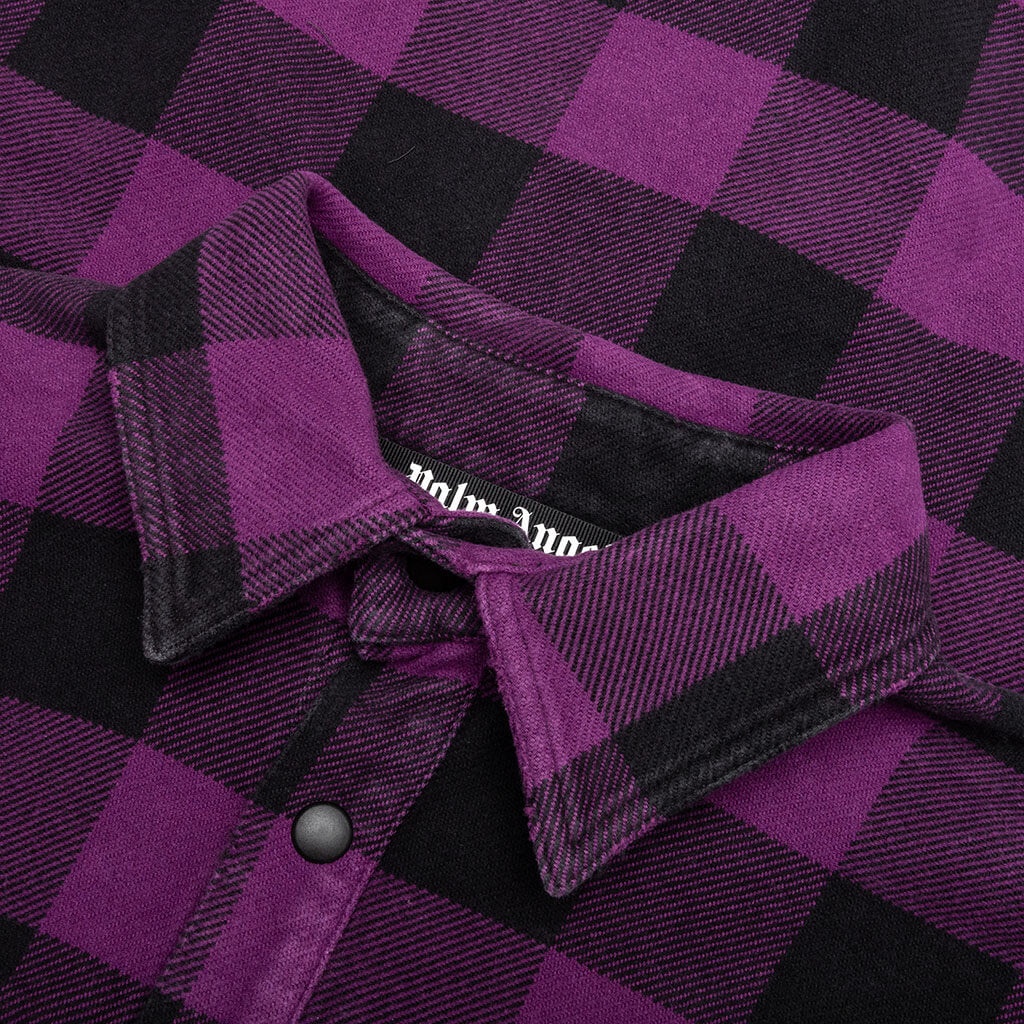 PALM ANGELS CLASSIC LOGO OVERSHIRT - PURPLE/WHITE - 3