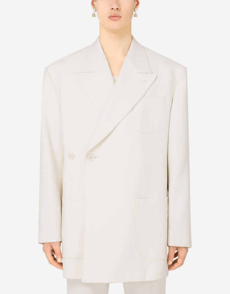 Oversize double-breasted jacket in double gabardine - 1