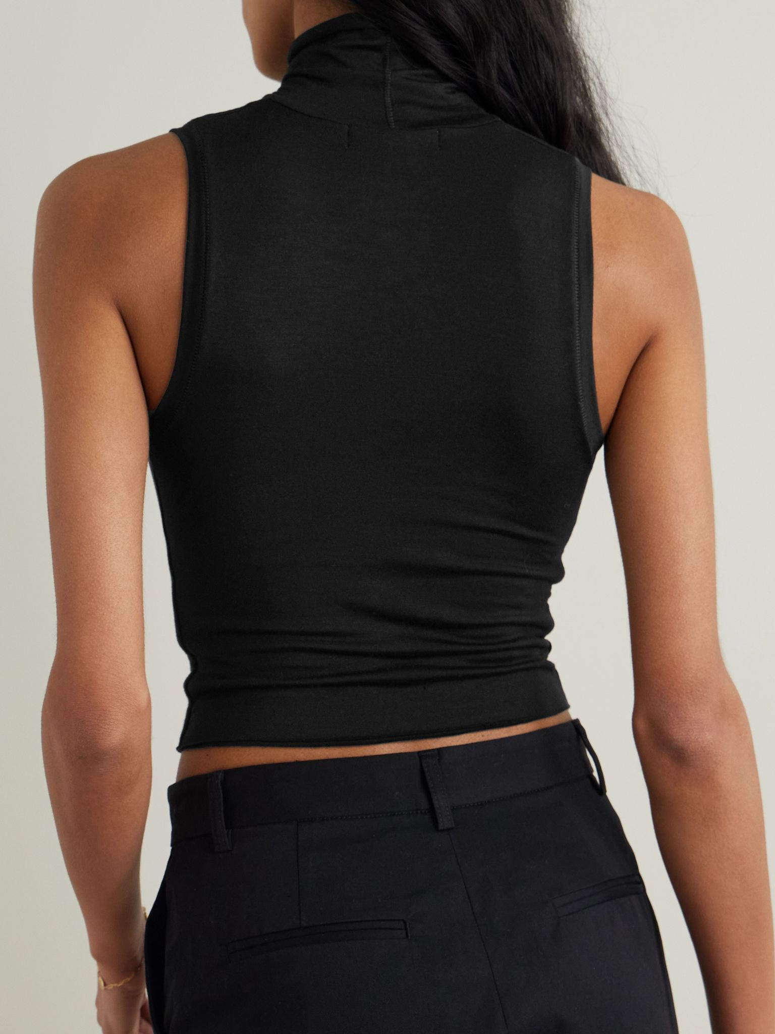 Harlow stretch-modal jersey turtleneck tank Black - 3
