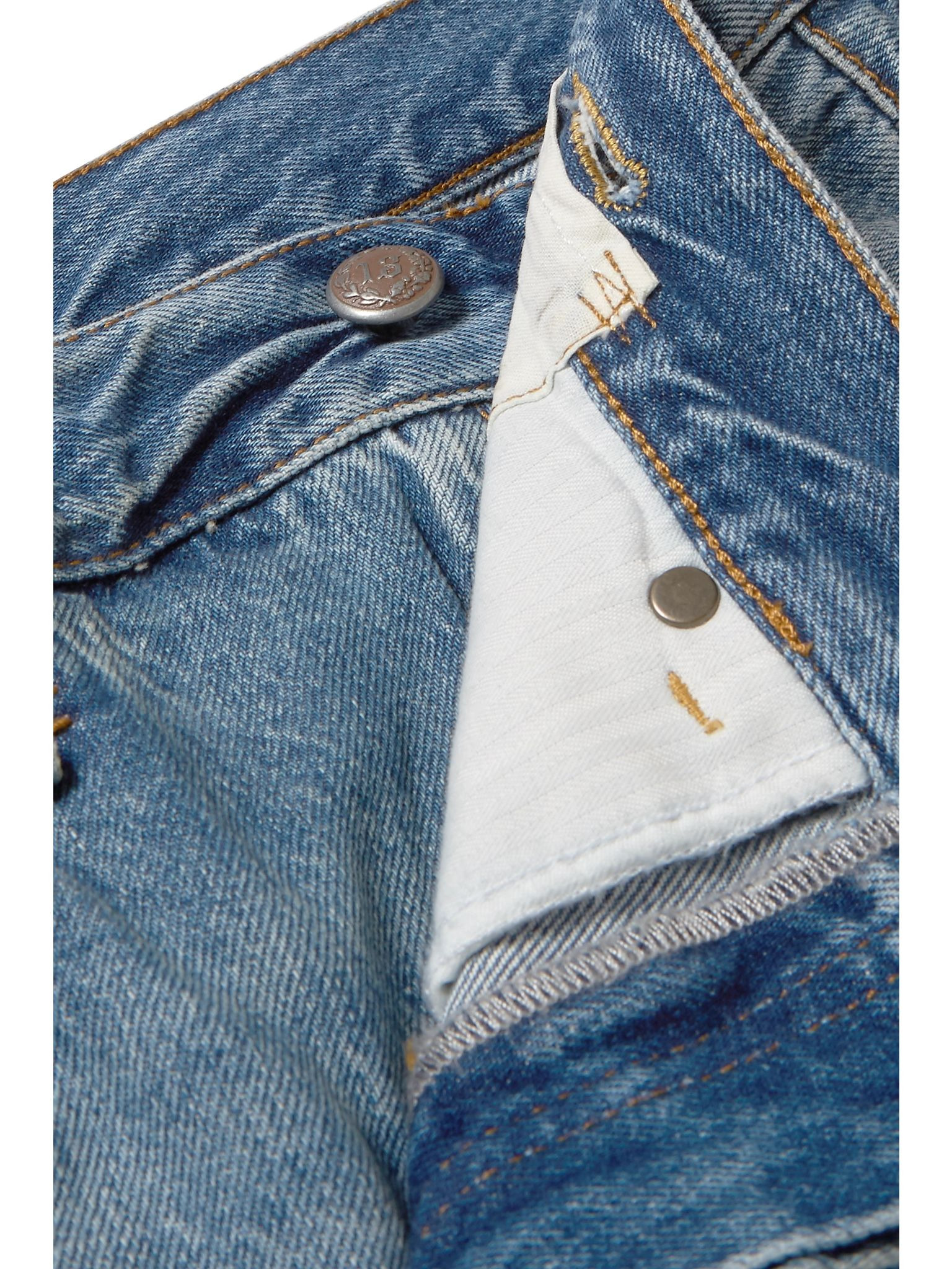 Crossover asymmetric distressed high-rise wide-leg jeans Mid denim - 6