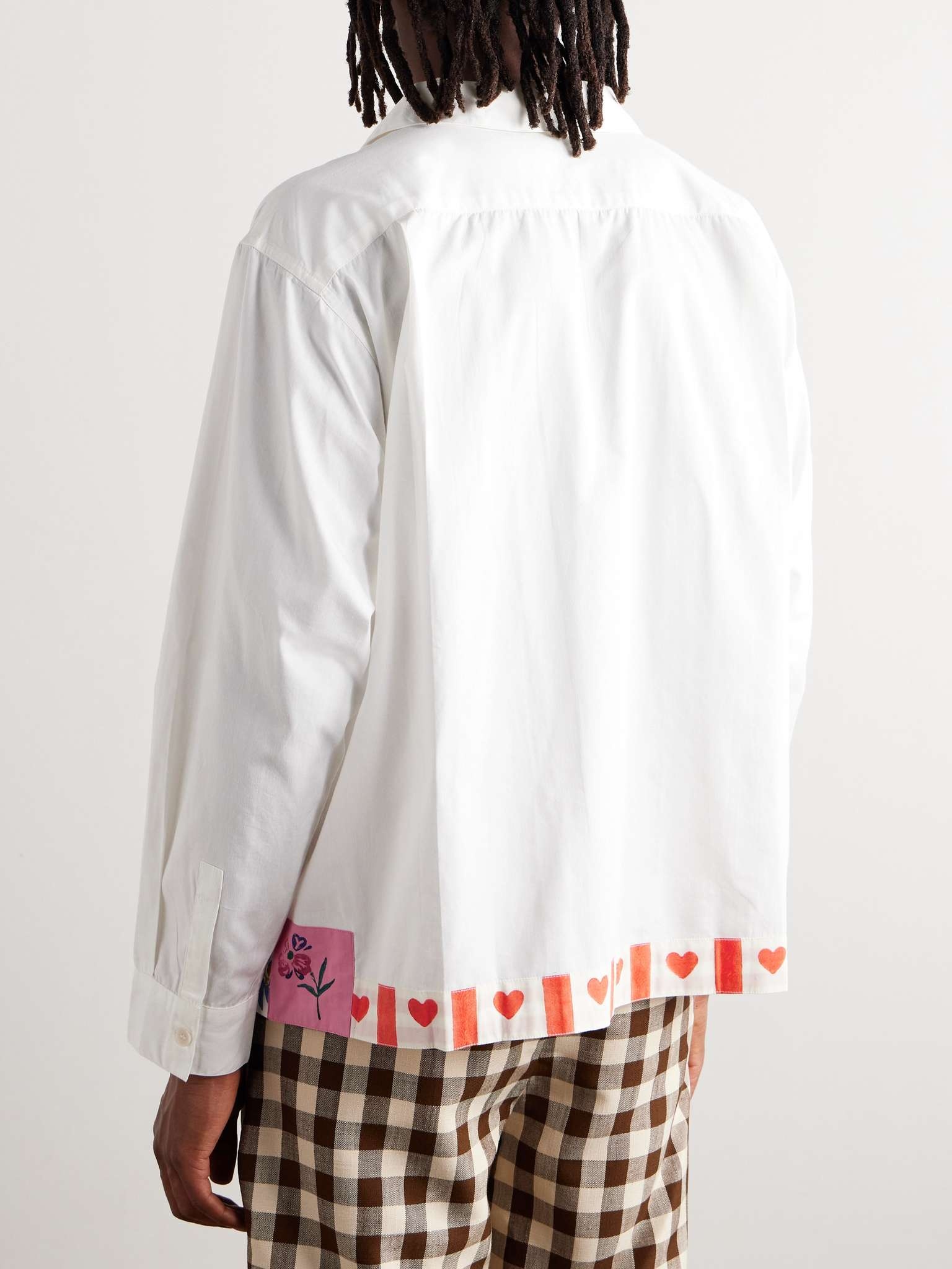 Greetings Camp-Collar Patchwork Cotton-Poplin Shirt - 3