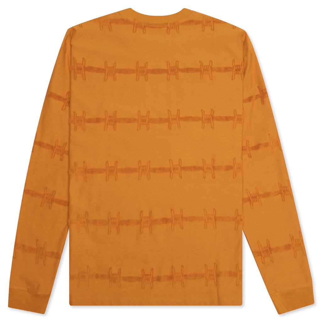 BRAIN DEAD BARBED WIRE BURNOUT L/S TEE - ORANGE - 2