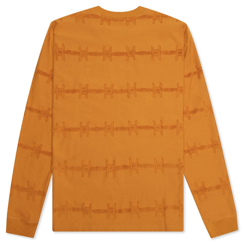 BRAIN DEAD BRAIN DEAD BARBED WIRE BURNOUT L/S TEE - ORANGE outlook