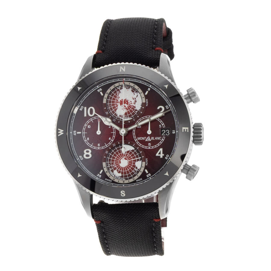 Pre-owned Montblanc 1858 Chronograph Automatic Red Dial Men's Watch 132303 - 4