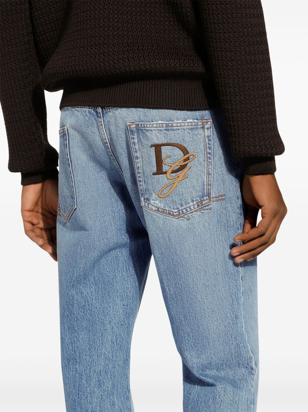 logo-embroidered jeans - 5