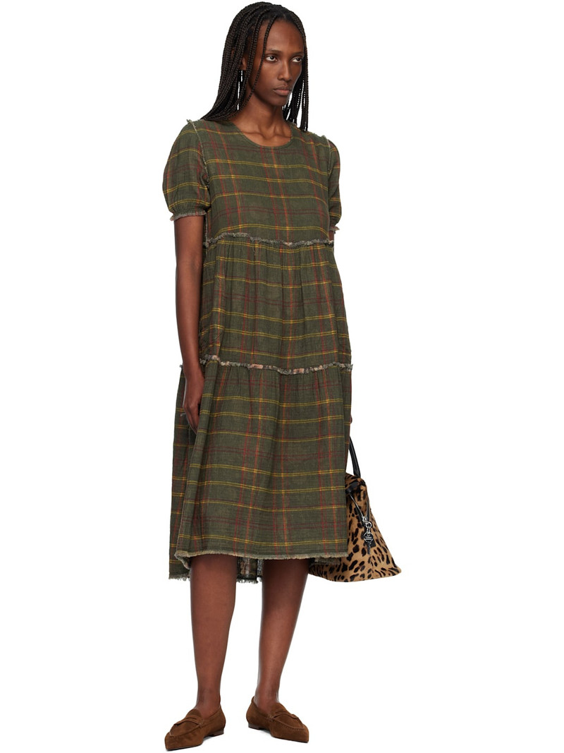 R13 Green Shredded Relaxed Reversible Midi Dress outlook