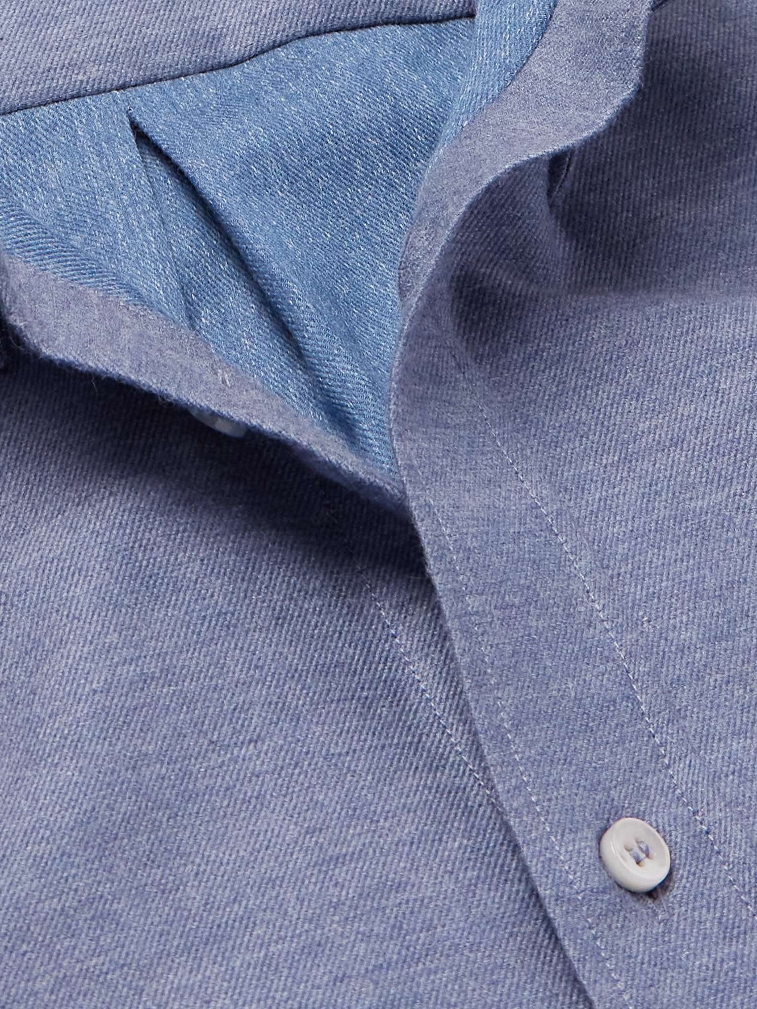 Button-Down Collar Cotton and Cashmere-Blend Denim Shirt - 5