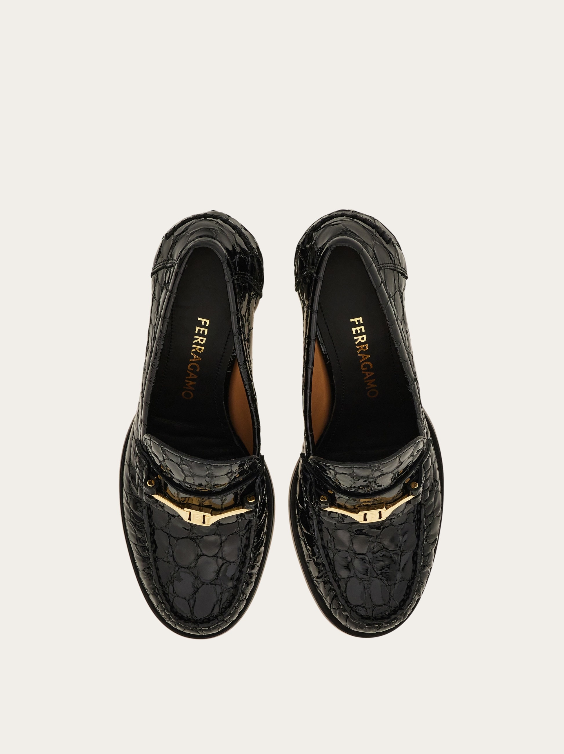 F buckle heeled loafer - 2