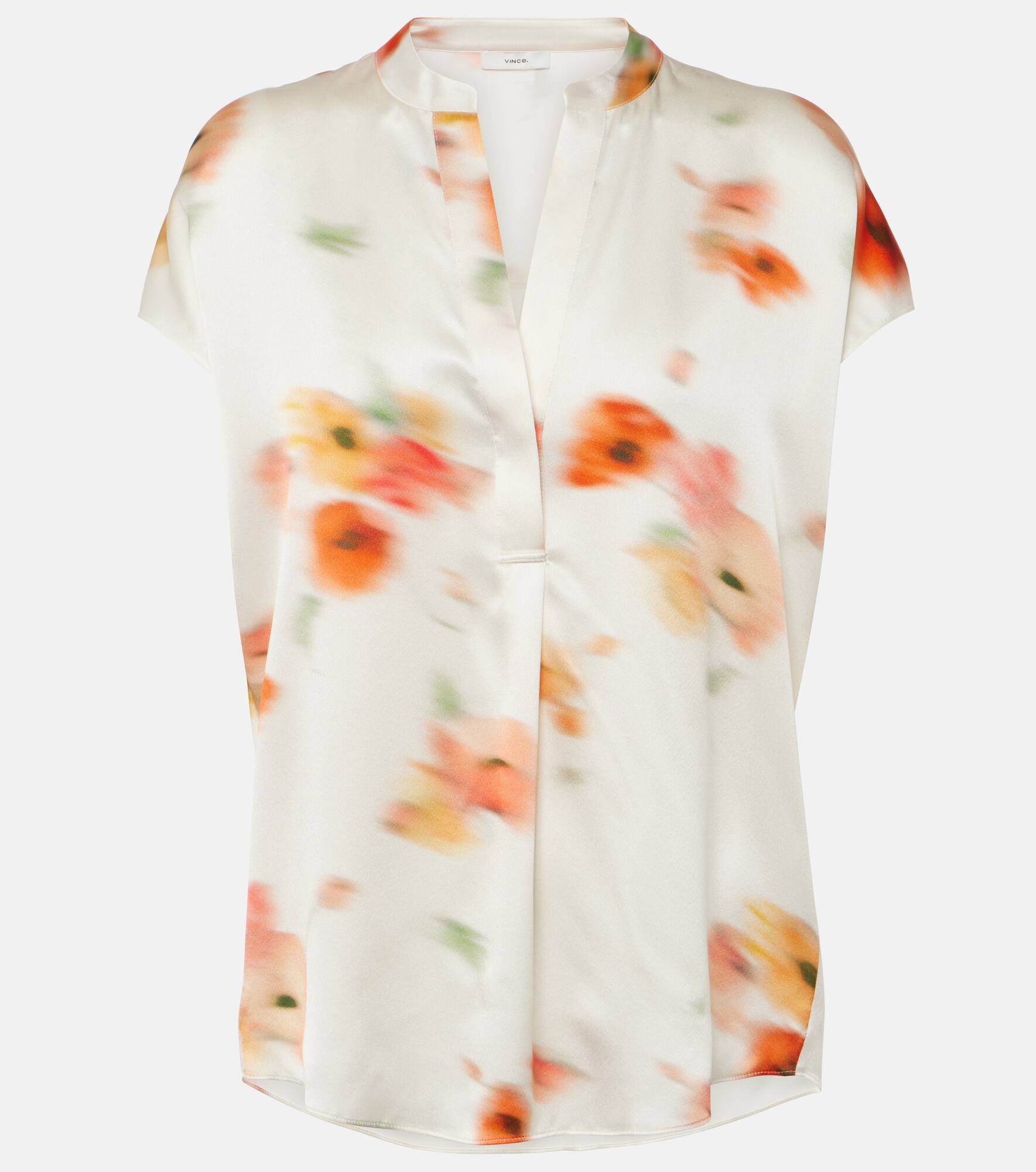 Floral silk satin blouse - 1