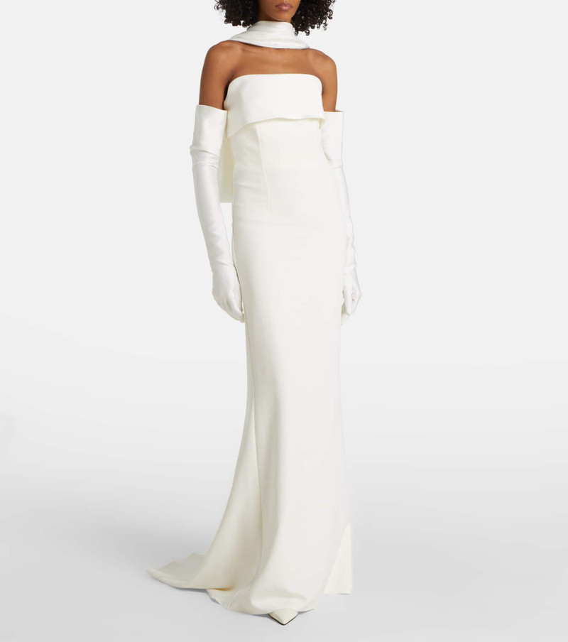 Safiyaa Roshana sash crêpe gown with gloves outlook