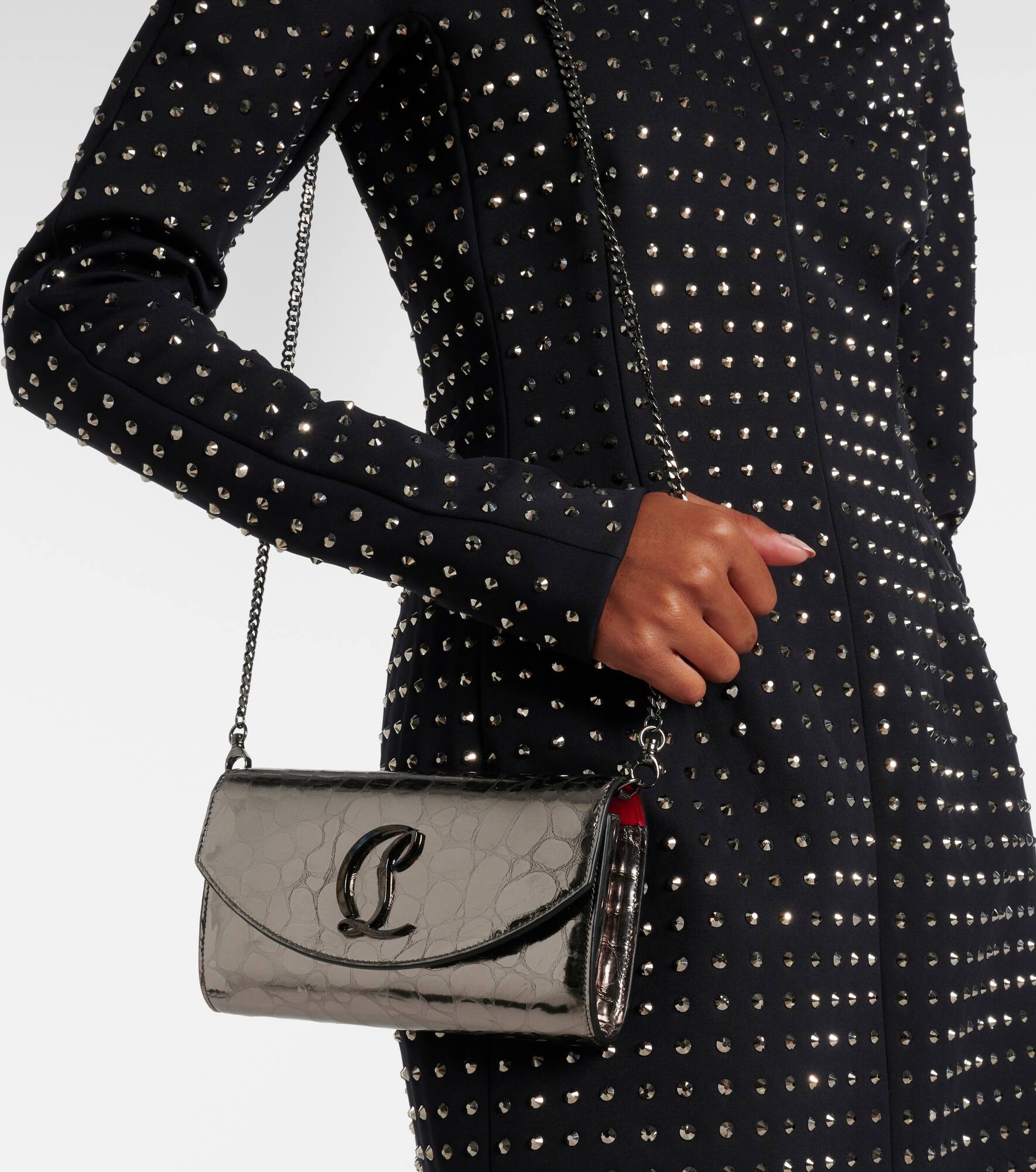 Loubi54 metallic leather wallet on chain - 2
