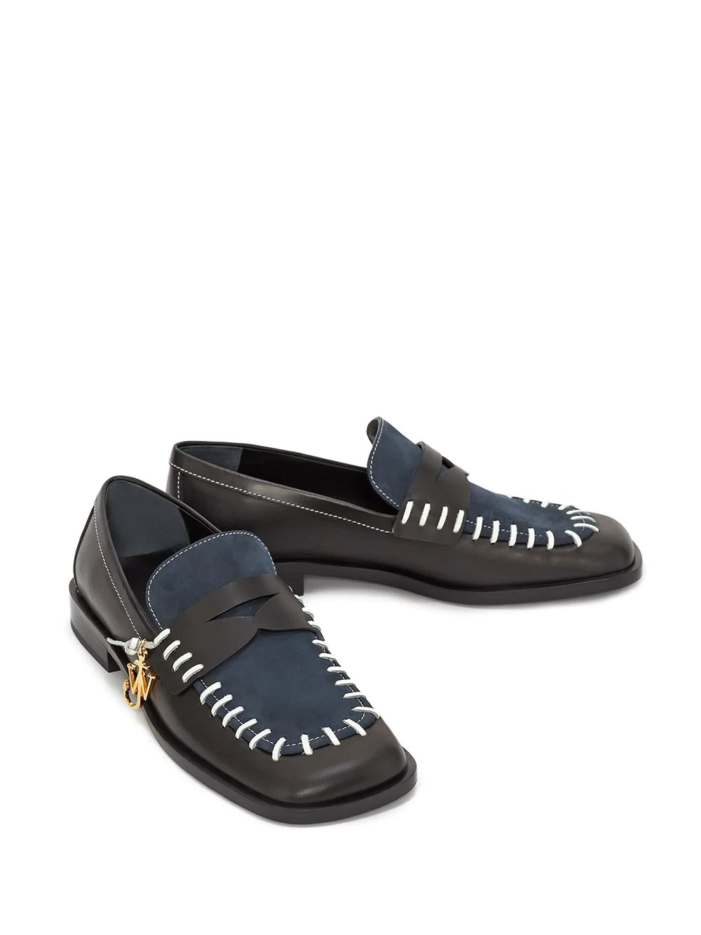 stitch-detail leather loafers - 2