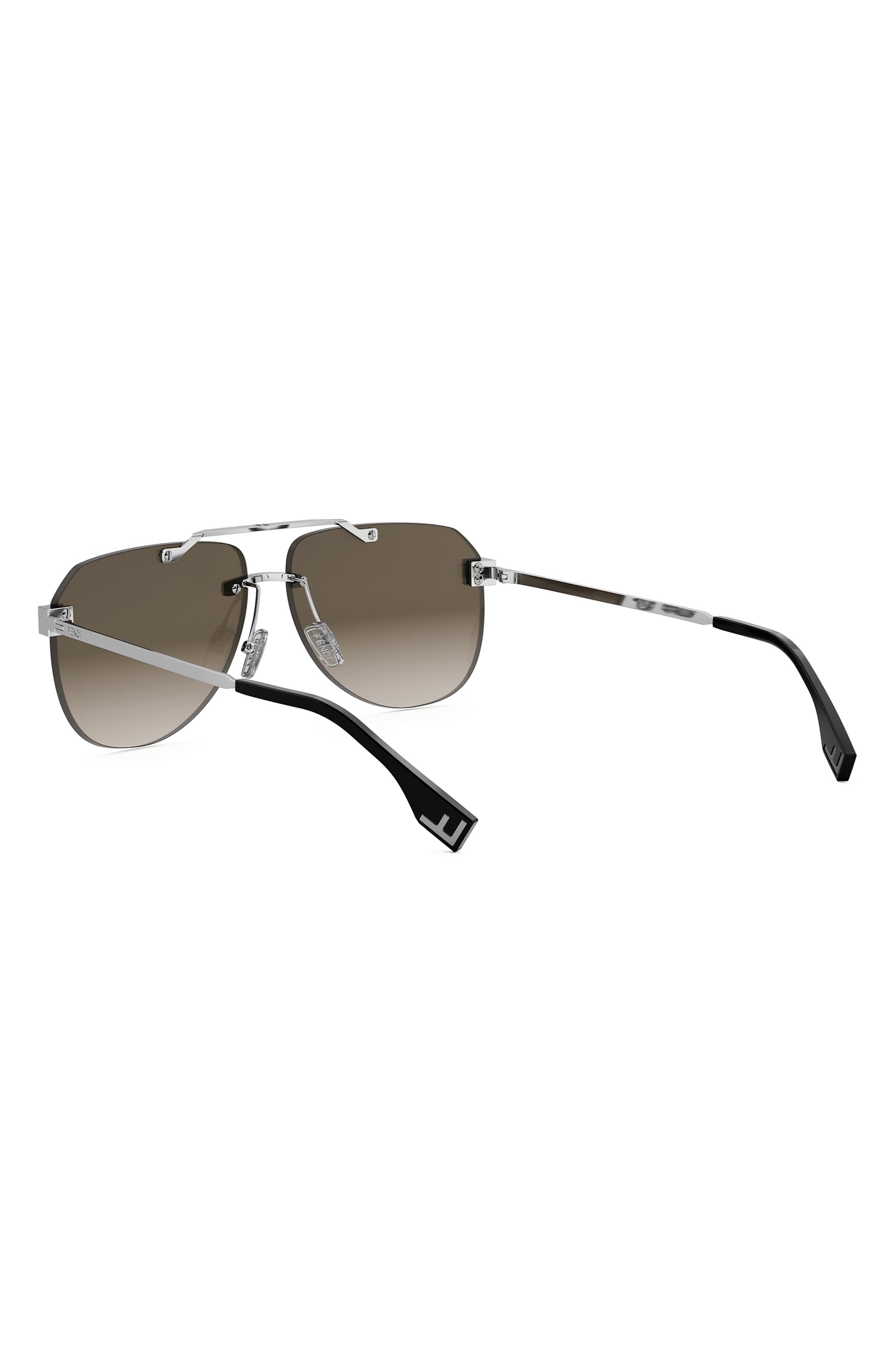'Fendi Sky 61mm Pilot Sunglasses in Shiny Palladium /Brown at Nordstrom - 5
