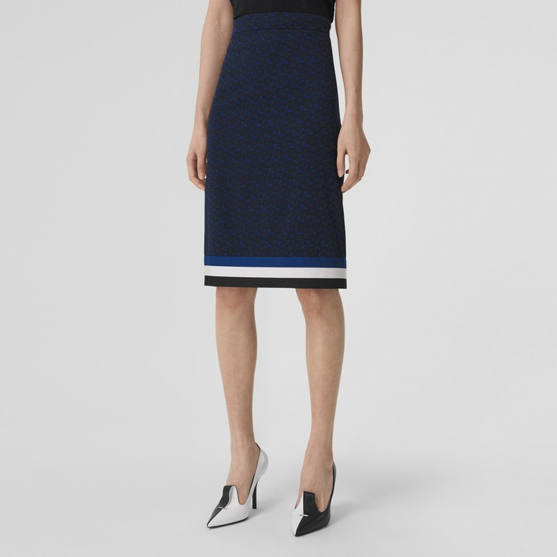 Monogram Print Wool Blend Skirt 5