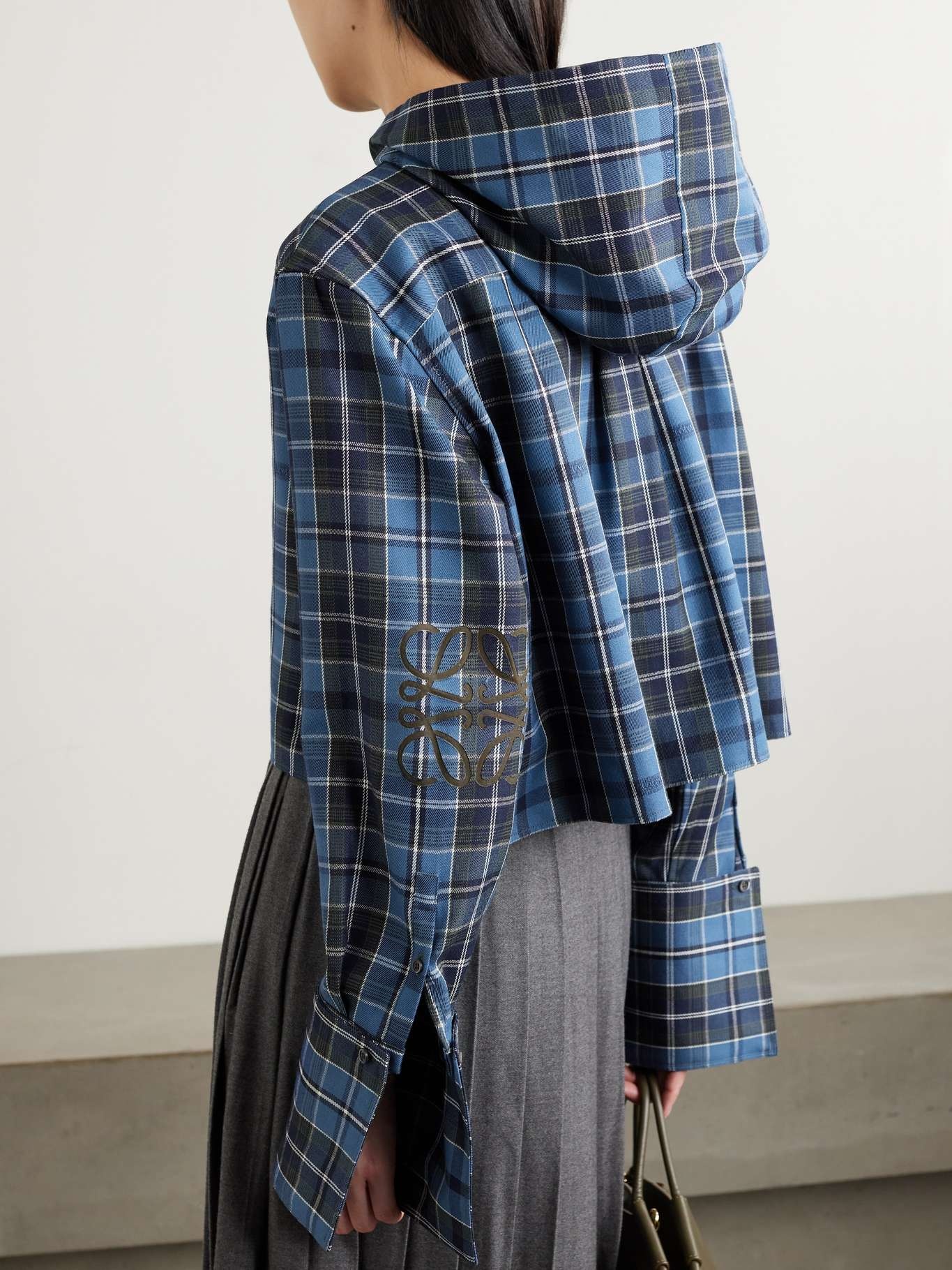 【国内発送】LOEWE ジャケット Hooded cropped checked jacket Loewe Hooded cropped checked wool and cotton-blend jacket