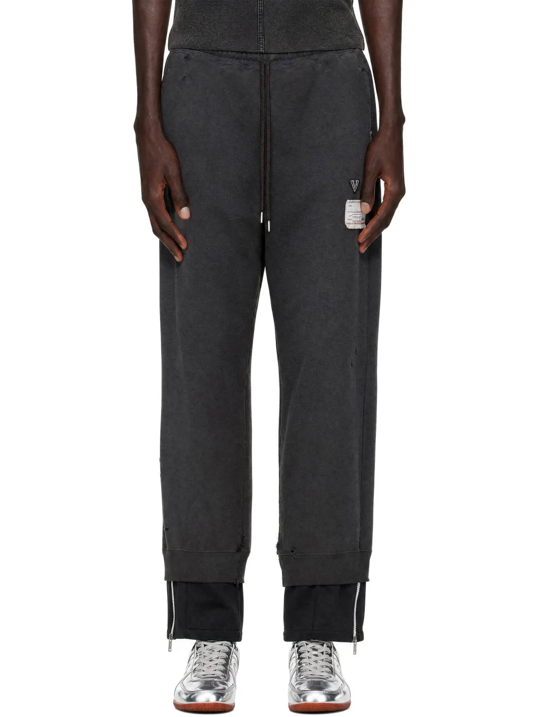 Gray & Black 'Track Pants Layered' Sweatpants - 1