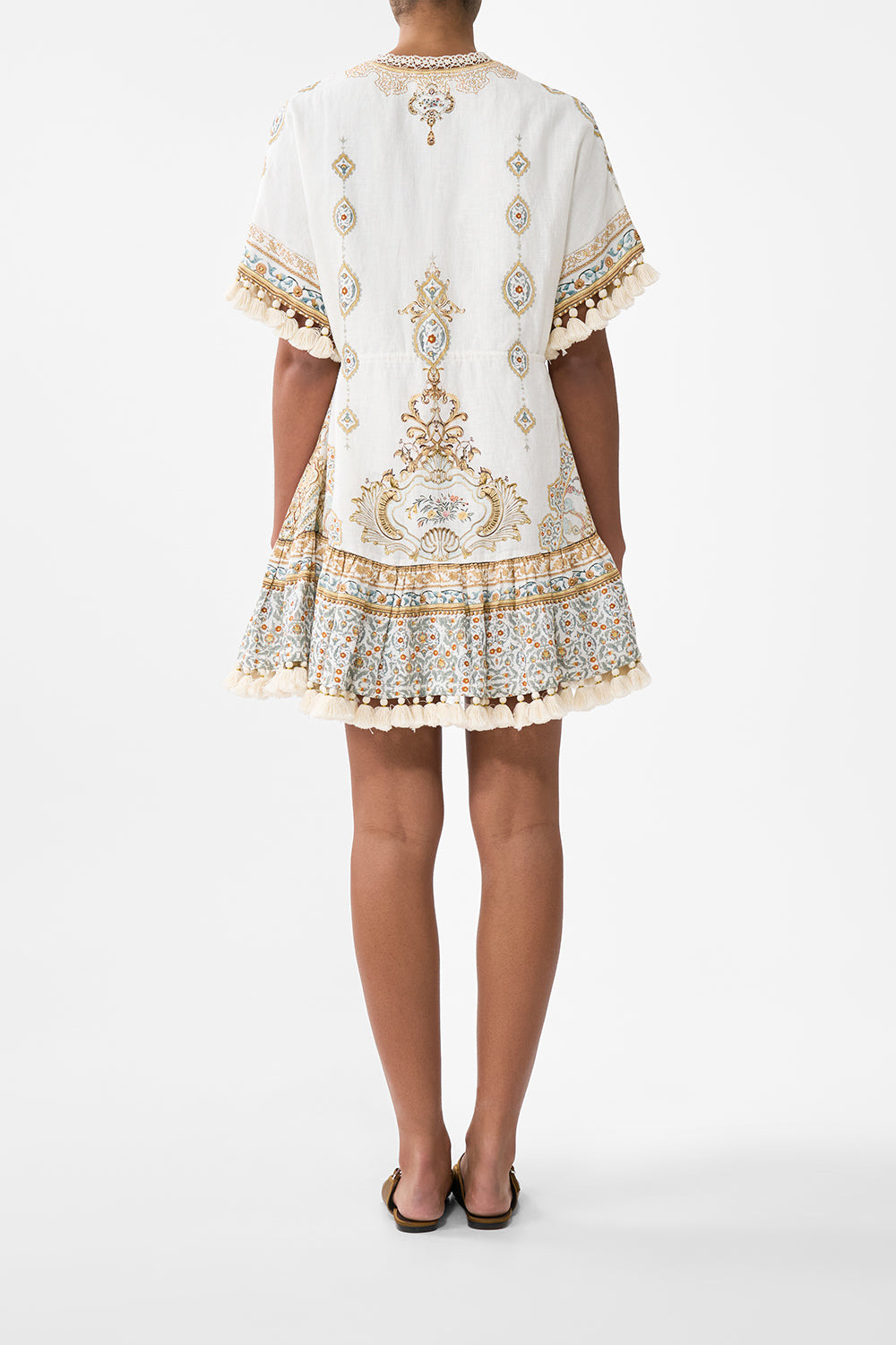 SHORT V NECK EMBROIDERED DRESS - 3