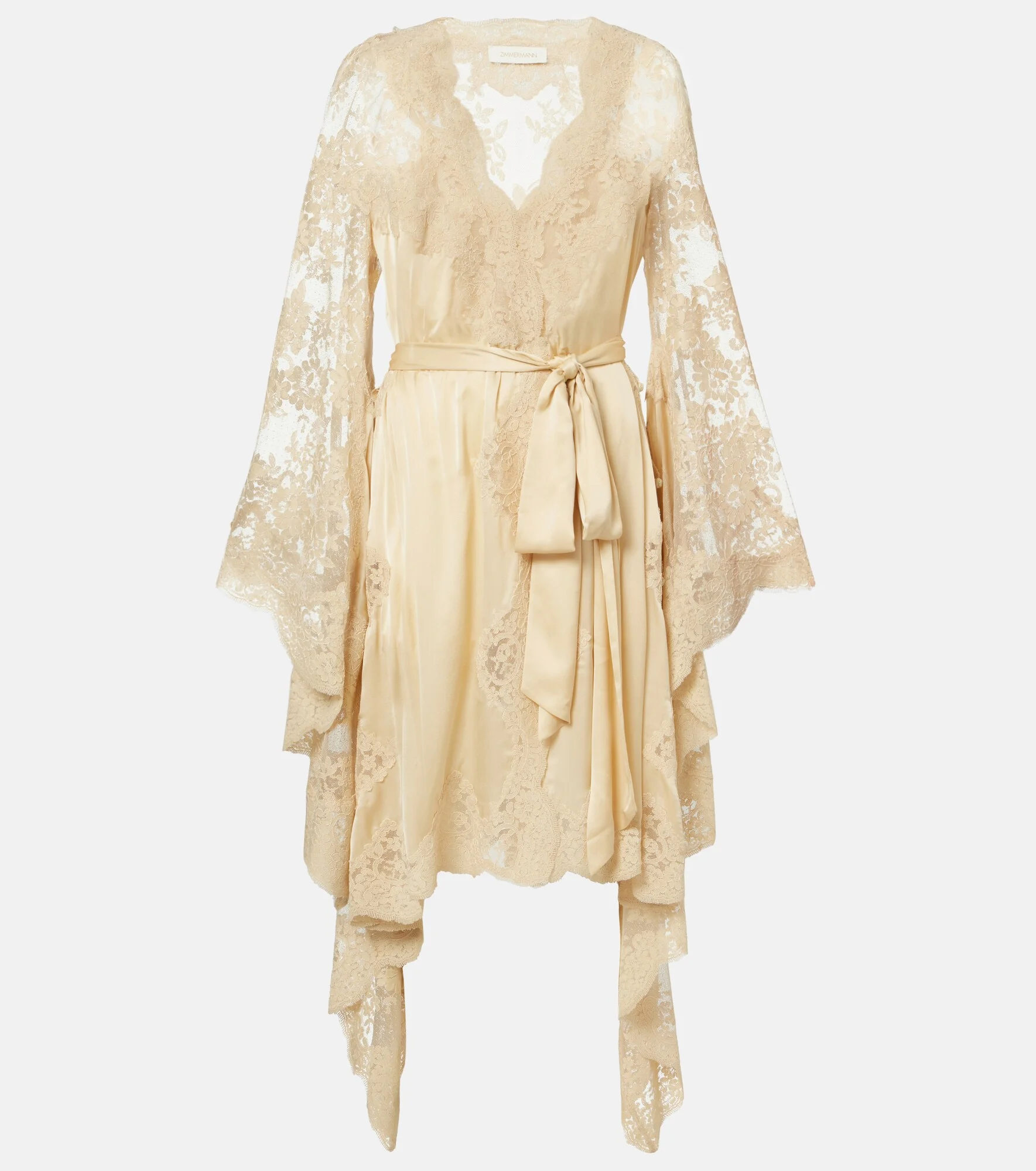 Como lace-trimmed draped silk midi dress - 1