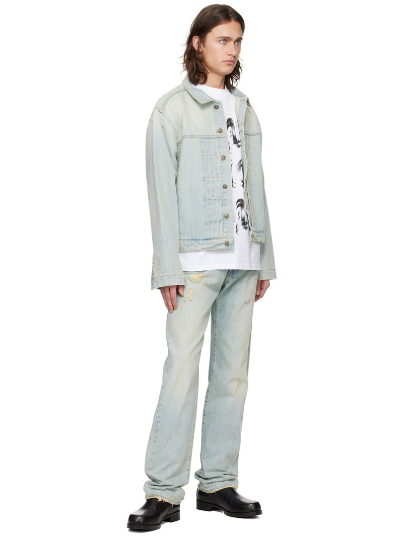 424 Blue Pleated Denim Jacket outlook