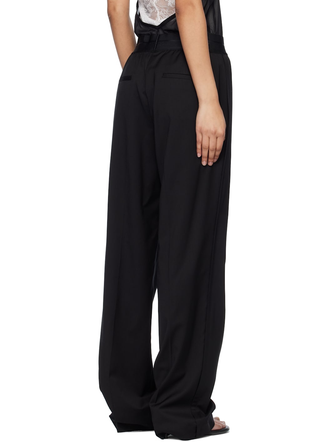 Black Wool Car Trousers - 3