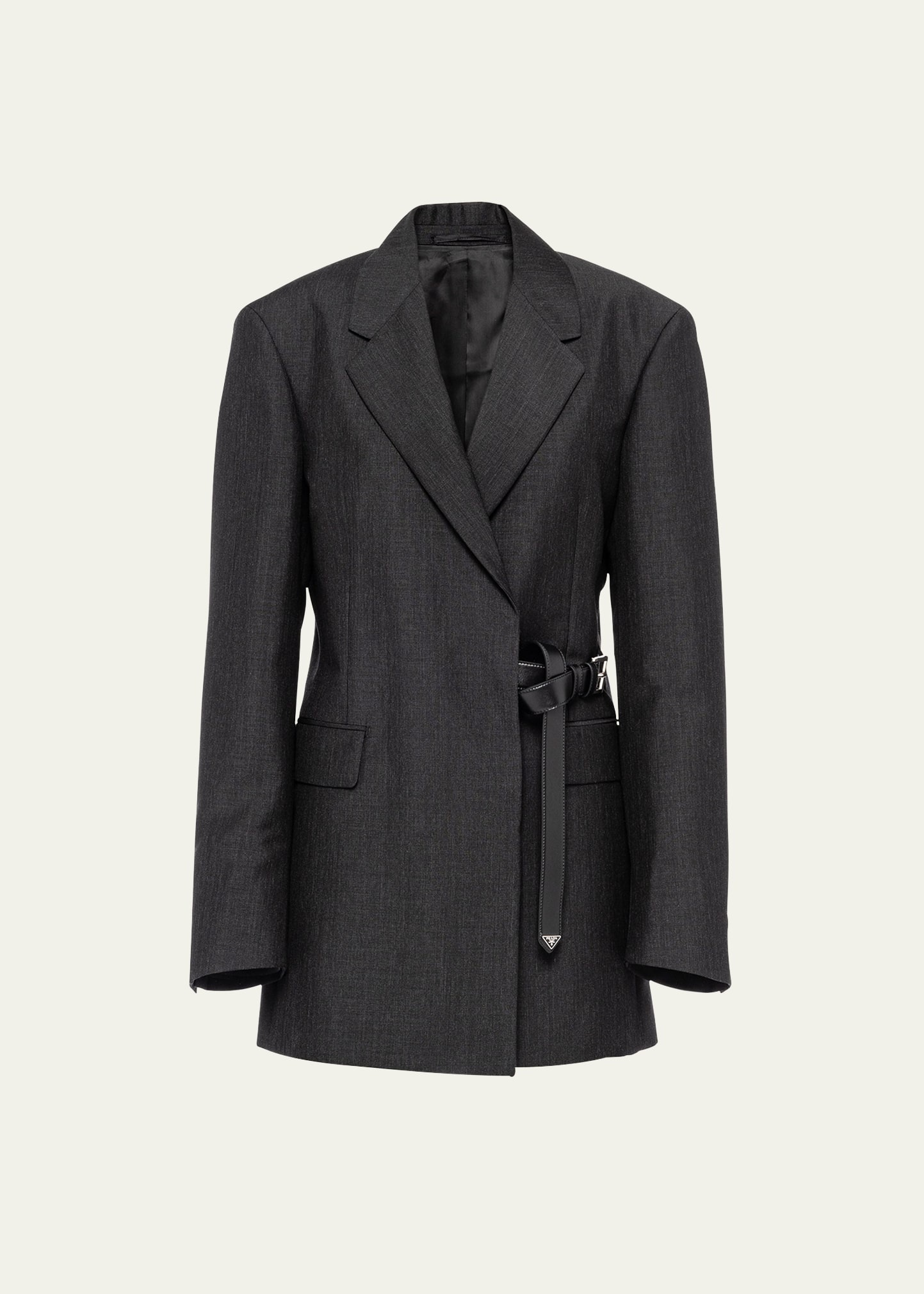 Kid Mohair Belted Wrap Blazer Jacket - 1
