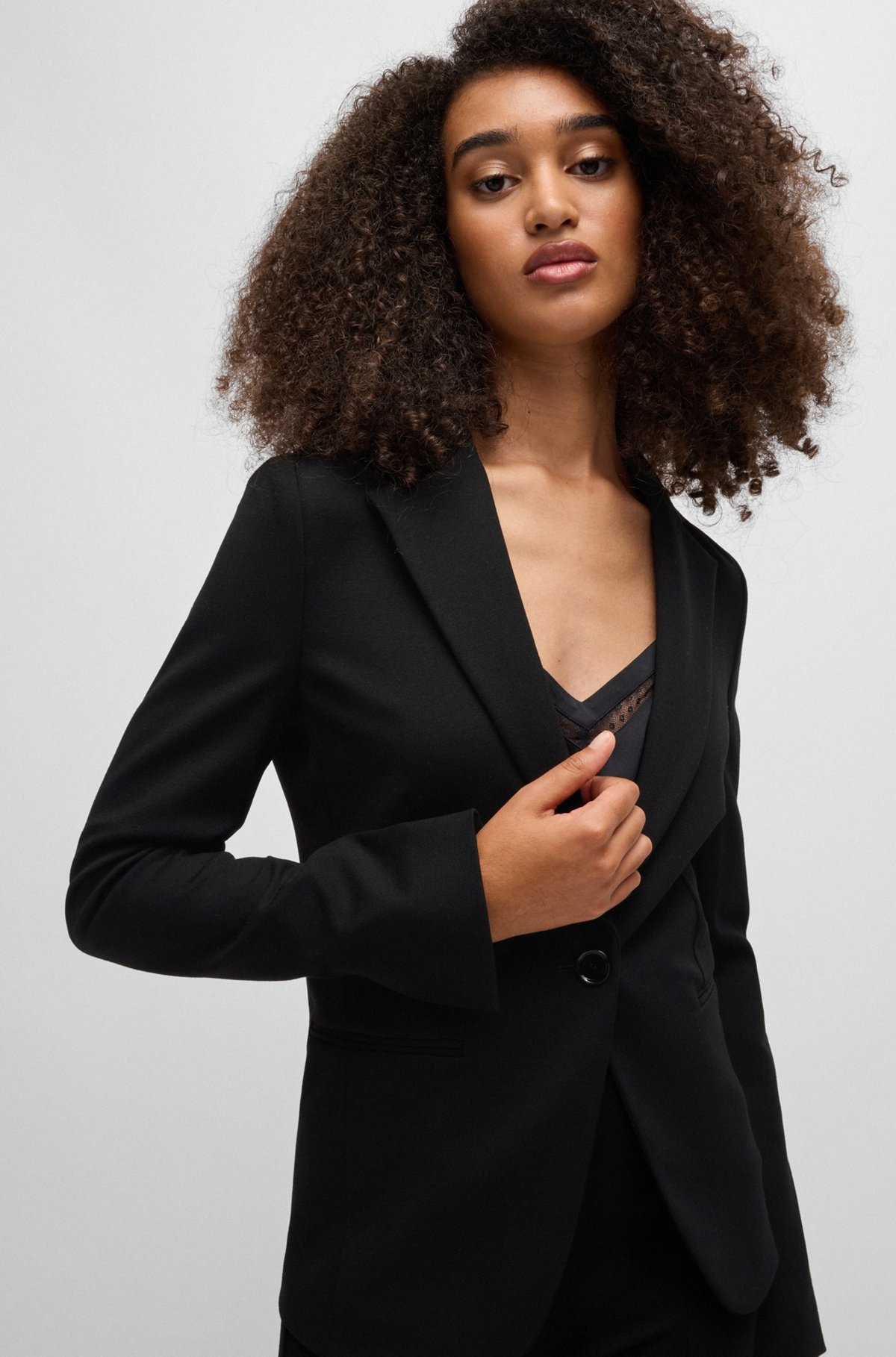 SINGLE-BUTTON JACKET IN STRETCH FABRIC - 6