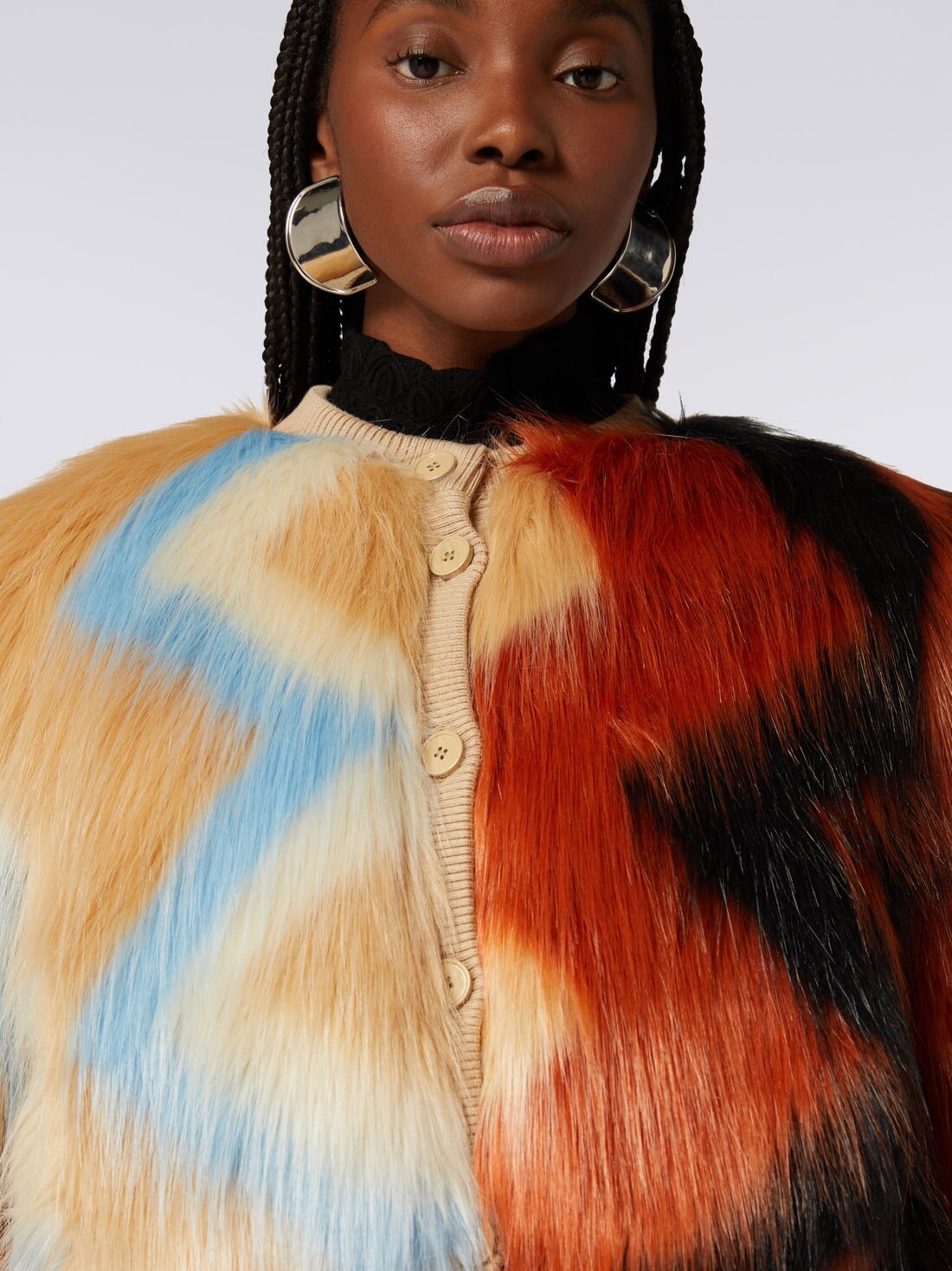 Bomber in faux fur with zigzag - 5