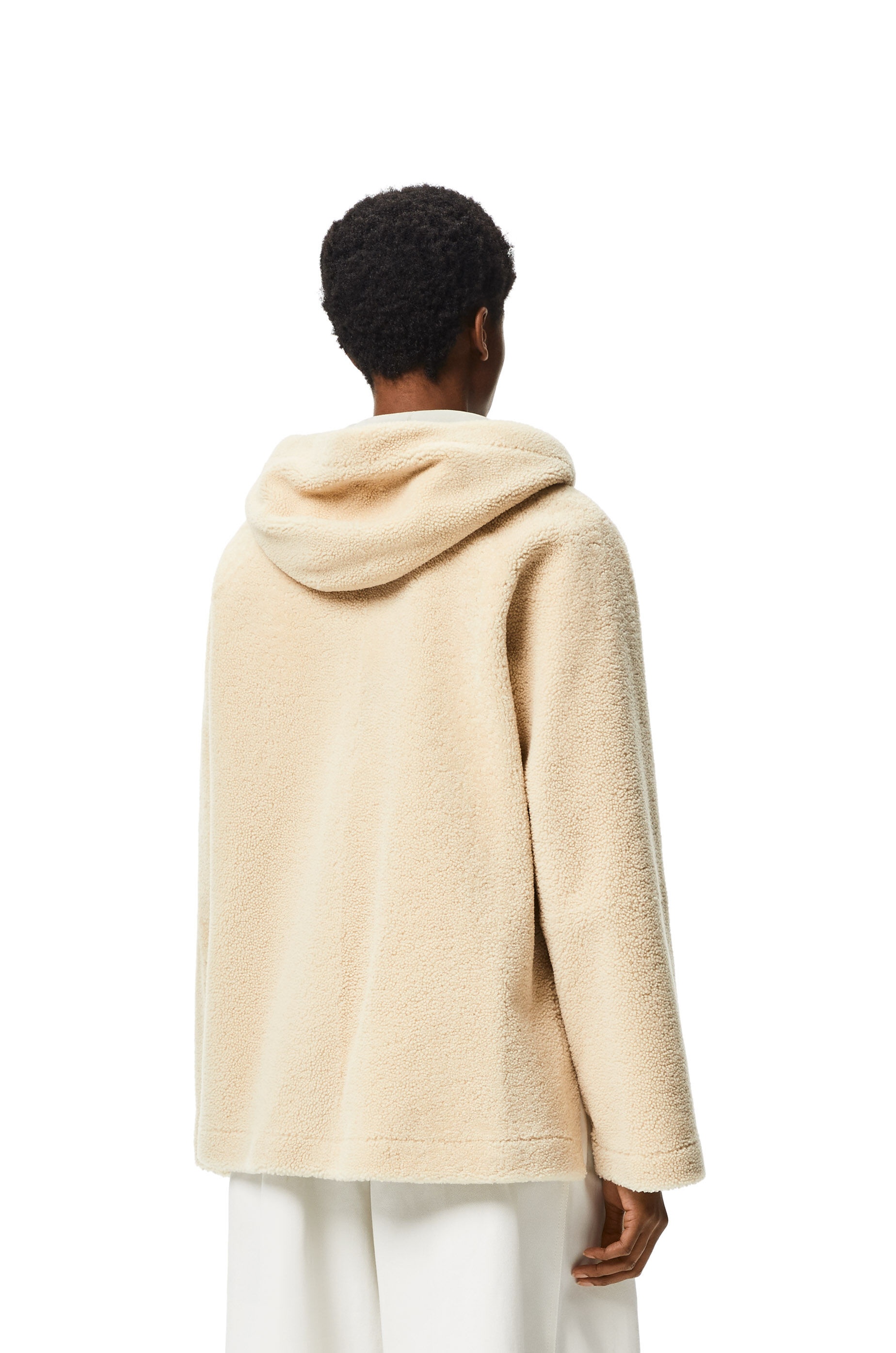 Hooded zip jacket in shearling - 4