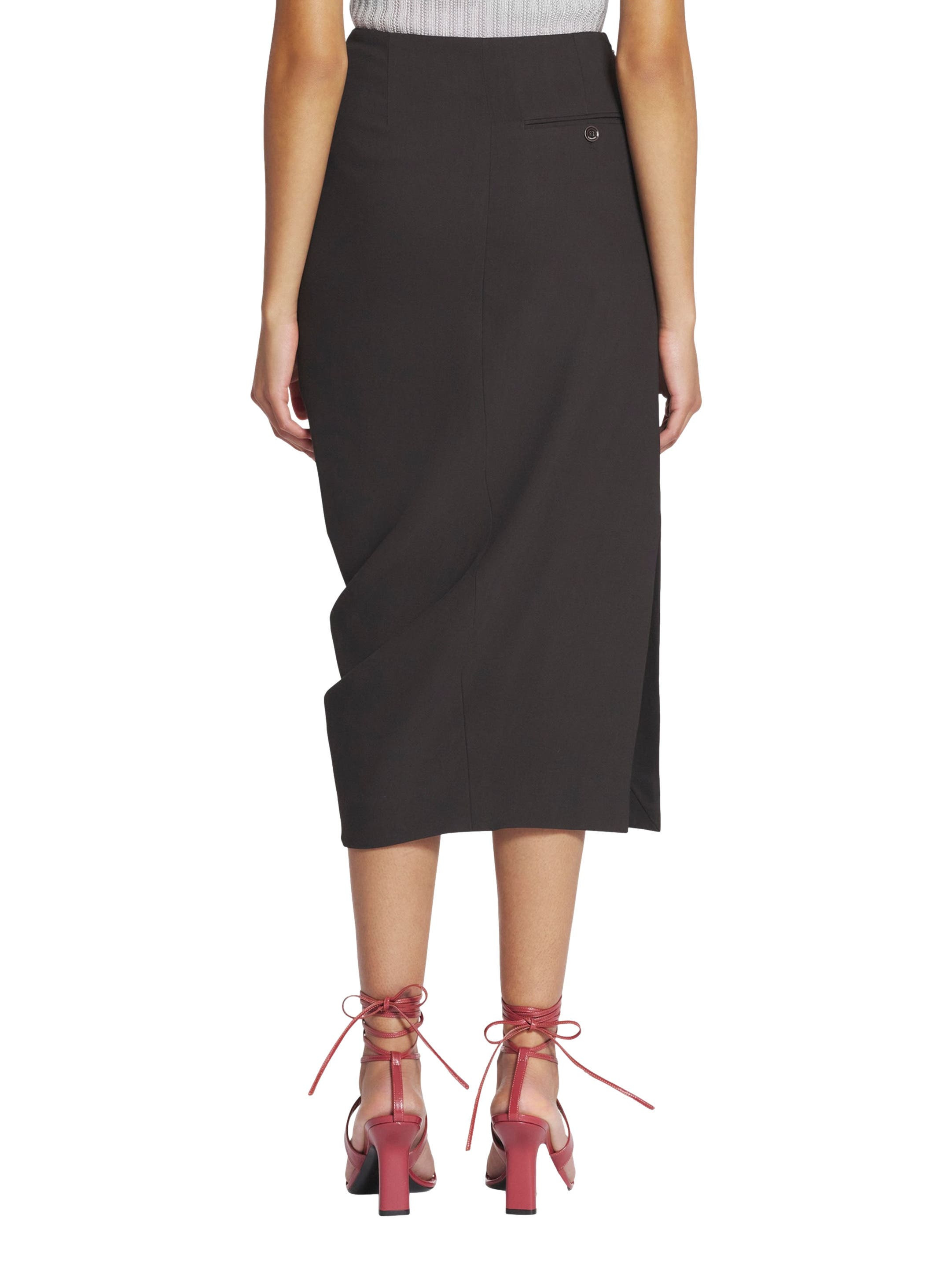 Lanvin Midi Skirt In Wool And Viscose in Dark Brown at Nordstrom - 4
