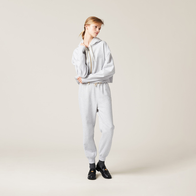 Miu Miu Embroidered cotton fleece hoodie outlook