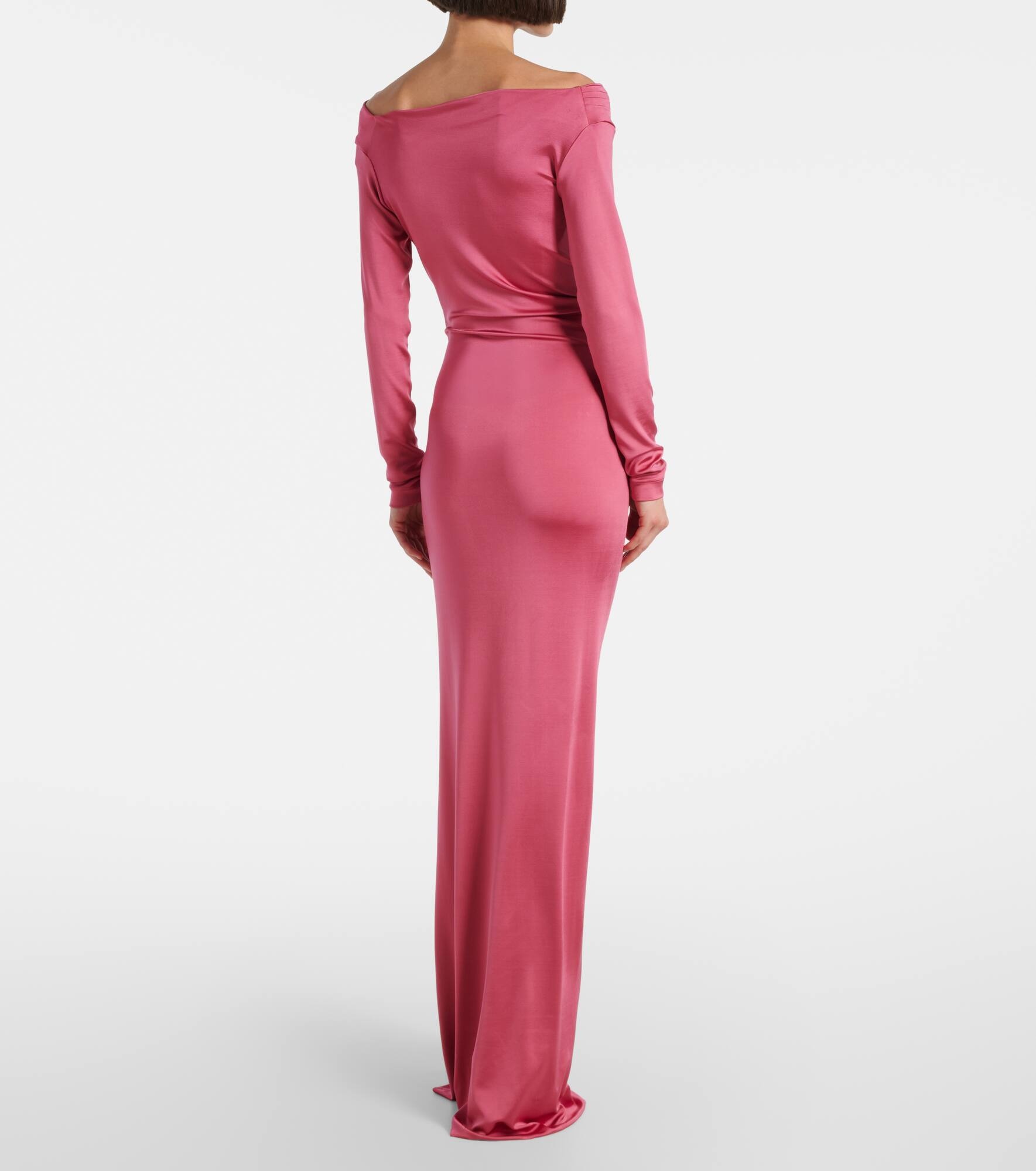 Draped off-shoulder jersey gown - 3