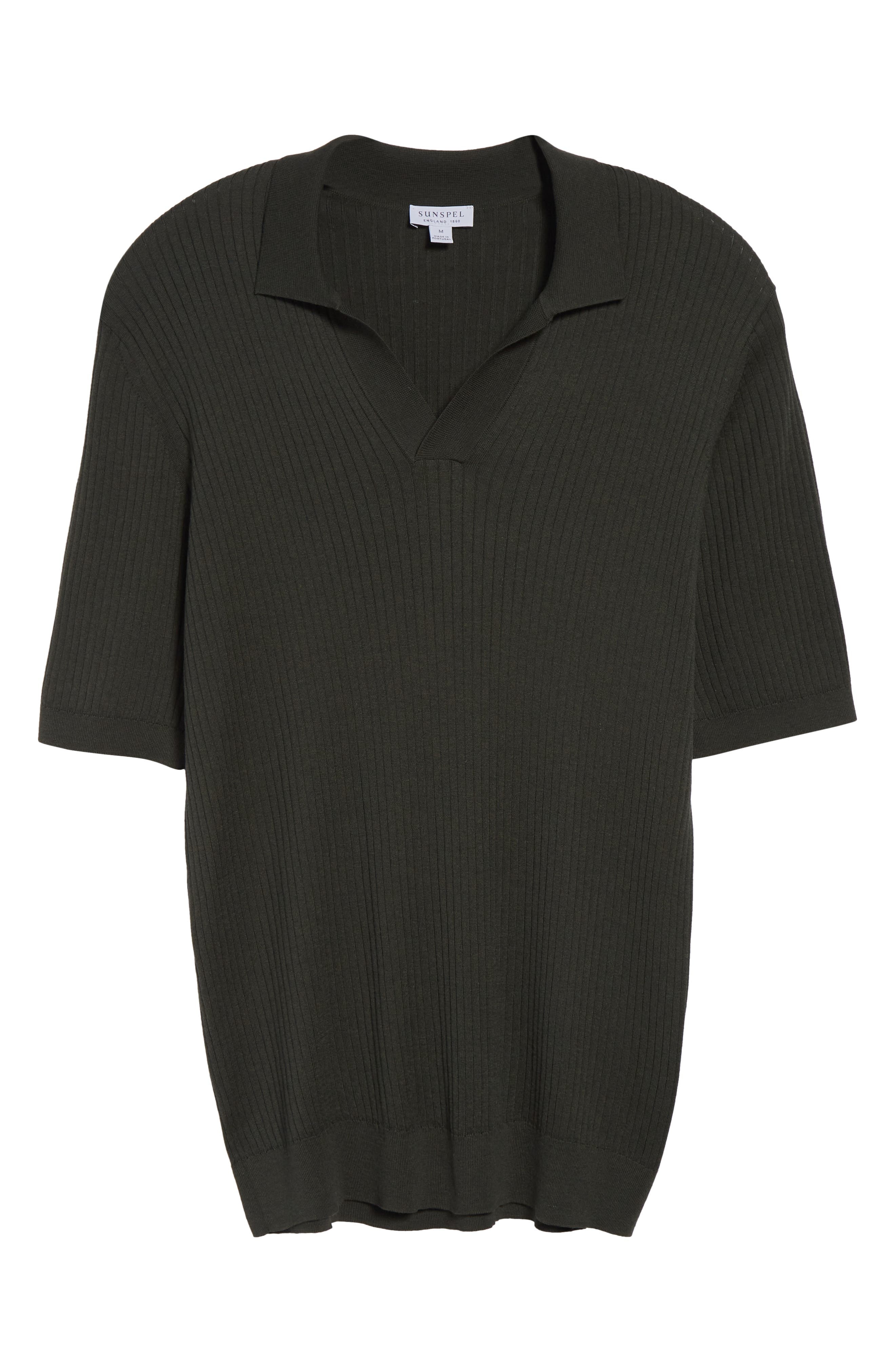 Sunspel Fine Rib Silk & Cotton Polo in Dusk Green at Nordstrom - 5