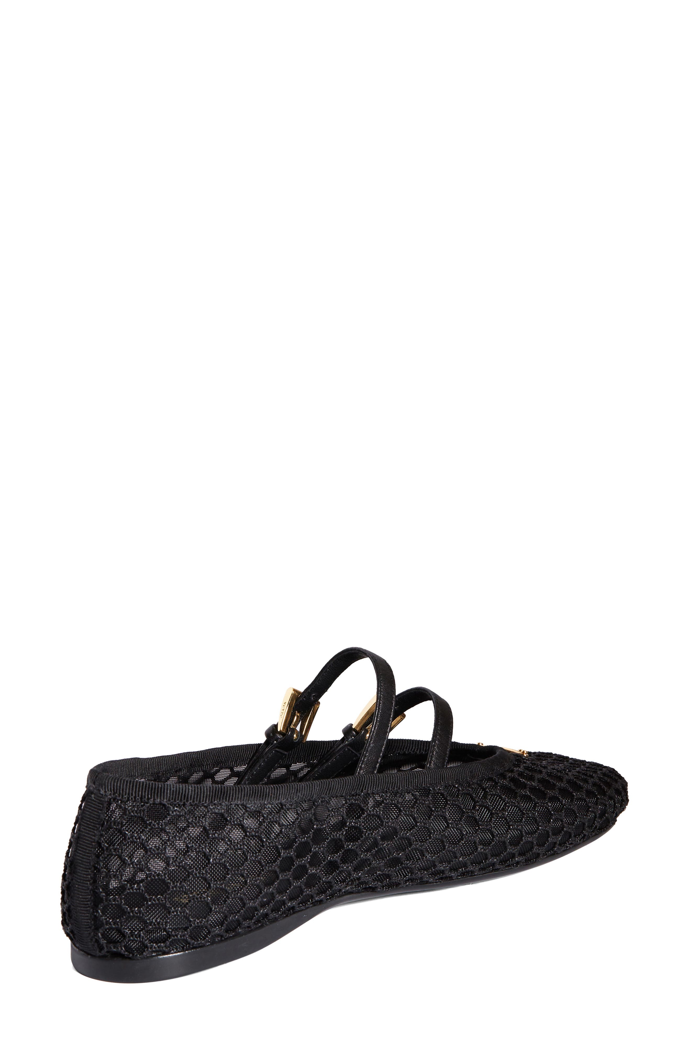 Prada Ballerine Mesh Mary Jane Flat in Nero at Nordstrom - 2