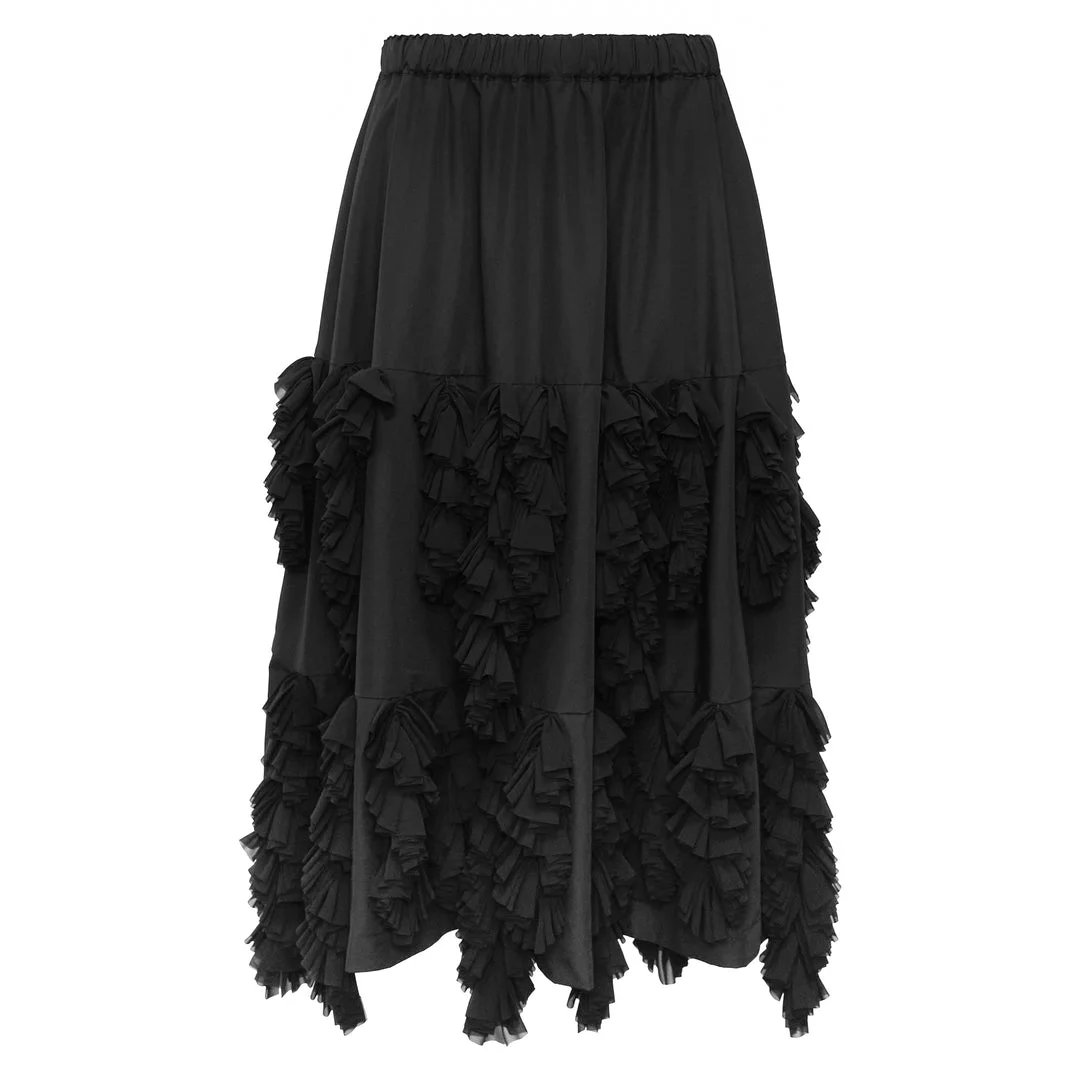 Layered Ruffle Midi Skirt - 1