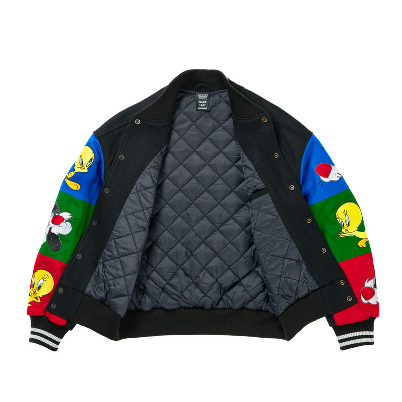 PALACE PALACE UGG LOONEY TUNES VARSITY JACKET BLACK outlook