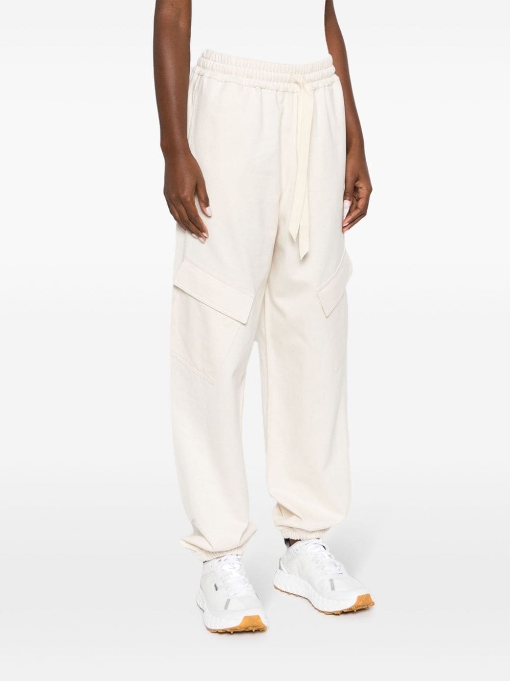 drawstring-waist cotton track pants - 3
