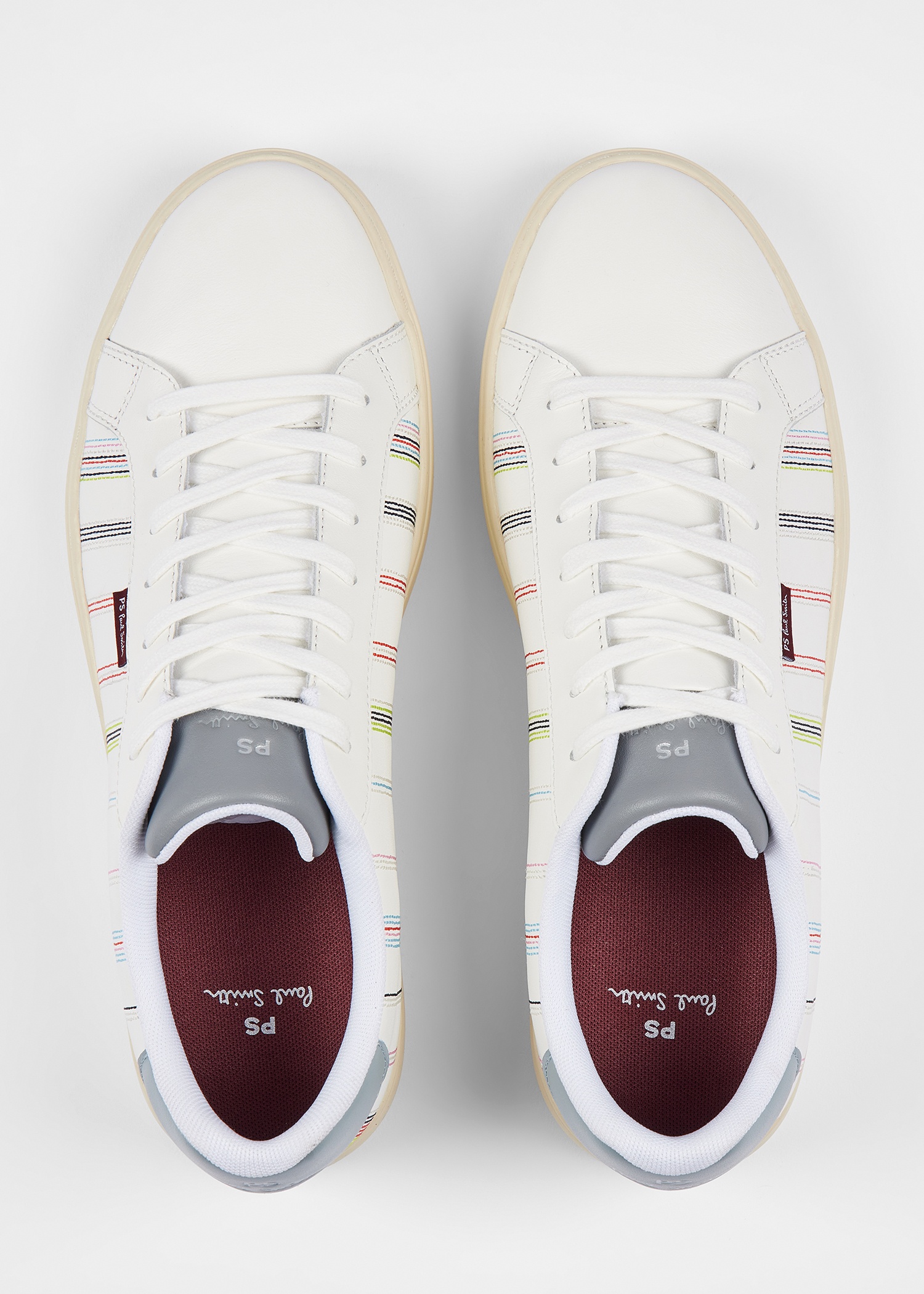 White 'Embroidered Stripe' Leather 'Rex' Trainers - 5