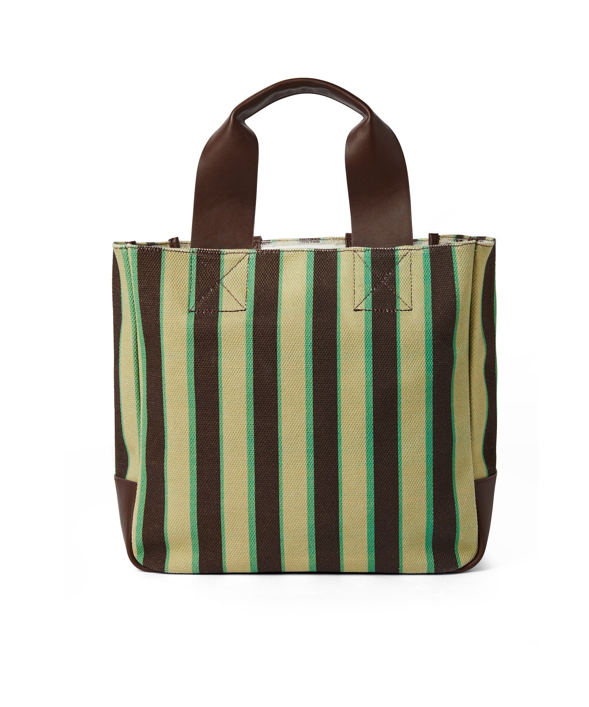 Striped cotton tote bag with leather handles - 2