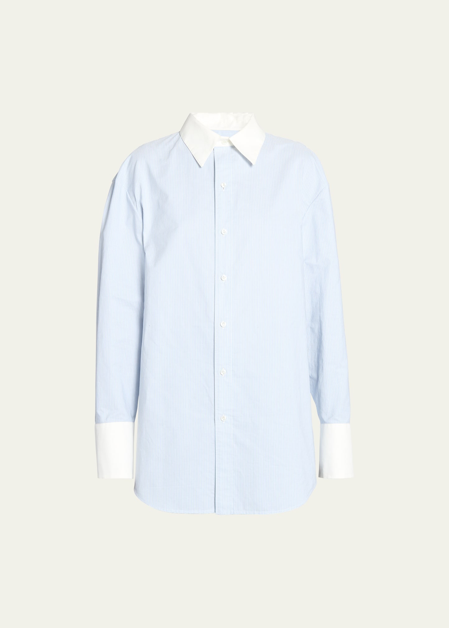 Striped Button-Front Blouse - 1