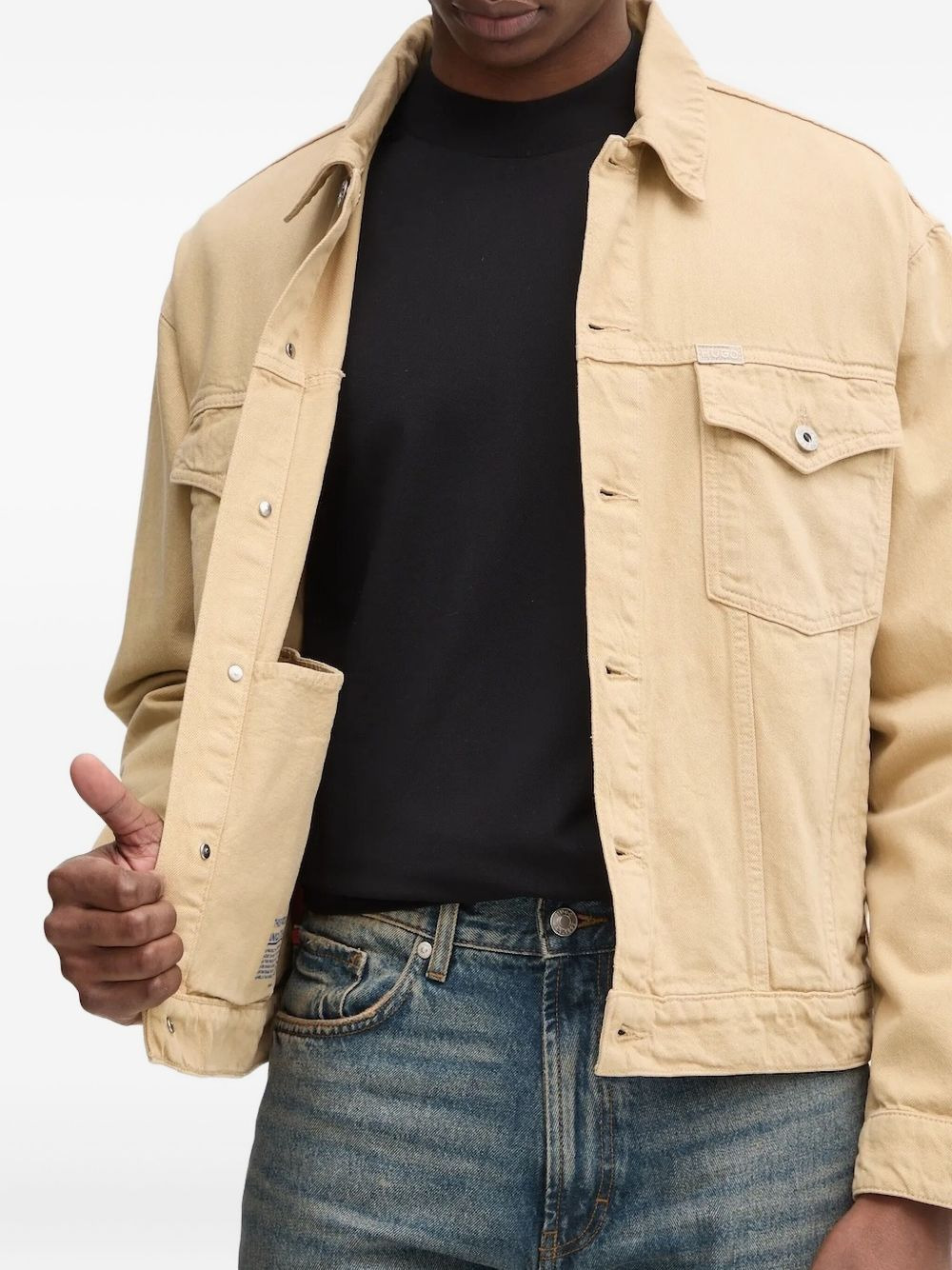logo-patch denim jacket - 5