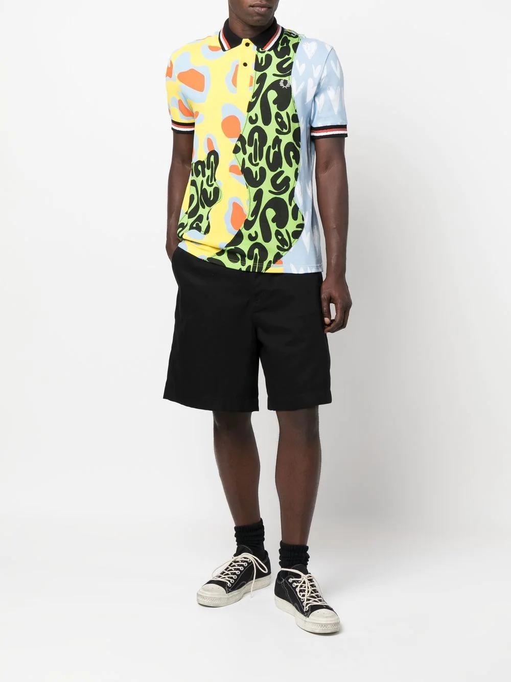 mixed-print short-sleeve polo shirt - 2