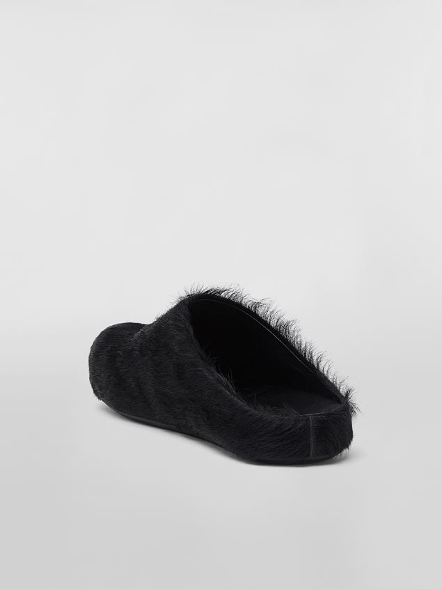 BLACK LONG-HAIRED CALFSKIN SABOT - 3