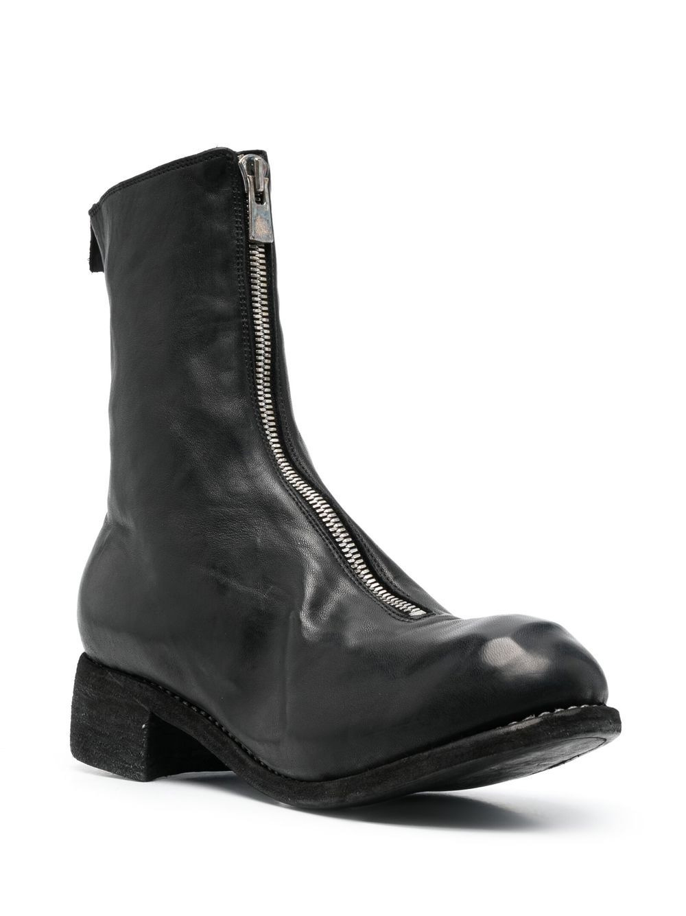 front-zip leather boots - 2